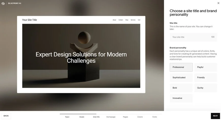 Visuelle Oberfläche des Squarespace-Editors mit Werkzeugen zur Seitenbearbeitung.