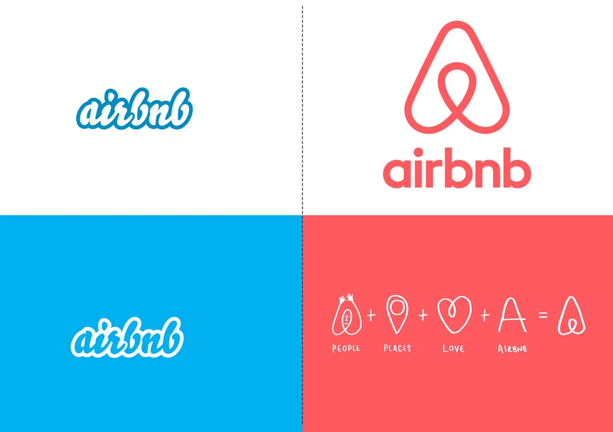 Airbnb logo comparison before and after the 2014 rebranding