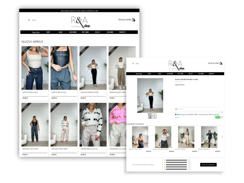Sito e-commerce di abbigliamento creato con WebSite X5 da R&A SHOP