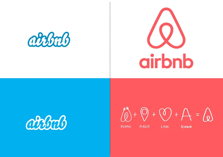 Confronto logo Airbnb prima e dopo il rebranding 2014