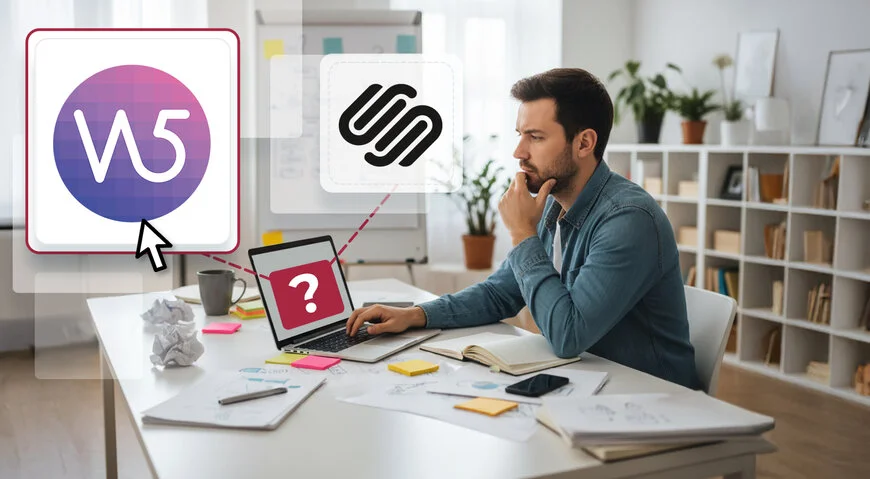 Persona al laptop mentre valuta il miglior software per creare siti web in italiano.